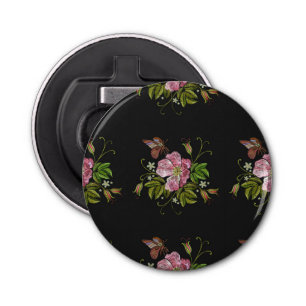 Décapsuleur Élégant Motif floral broderie Arrière - plan noir