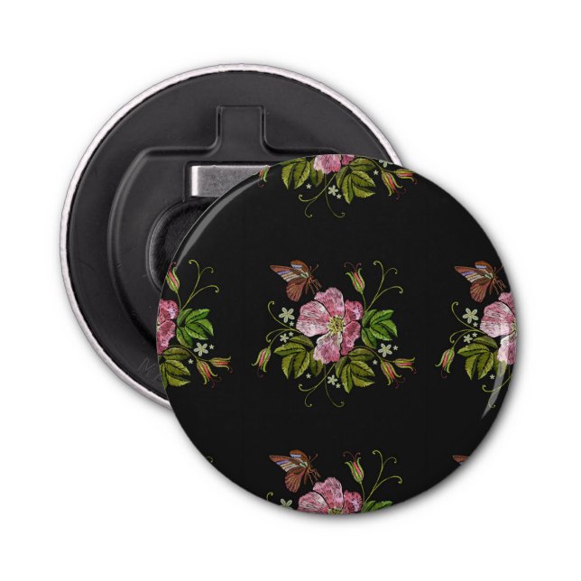 Décapsuleur Élégant Motif floral broderie Arrière - plan noir (Devant)