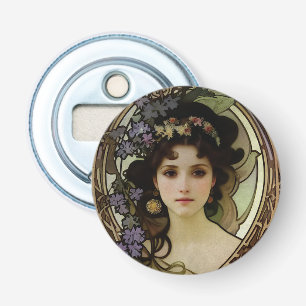 Décapsuleur Elégant Mucha Style Portrait d'une belle femme