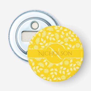 Décapsuleur Élégant nom Monogramme Feuille Motif marguerite 