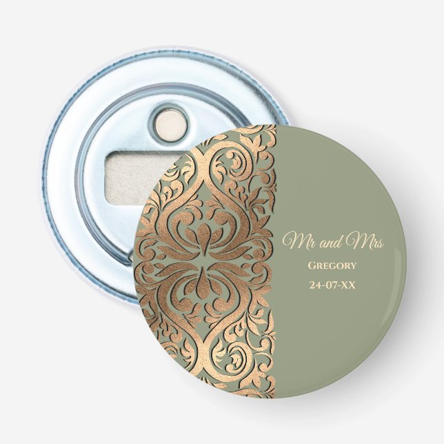 Décapsuleur Elégant Sage moderne vert & or Faux Gold Luxe (Devant)