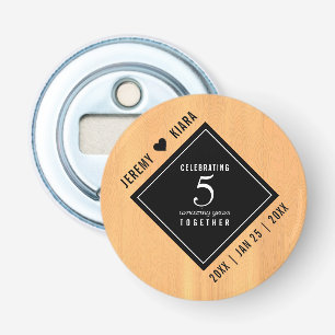Décapsuleur Élégante 5ème anniversaire de Mariage de bois