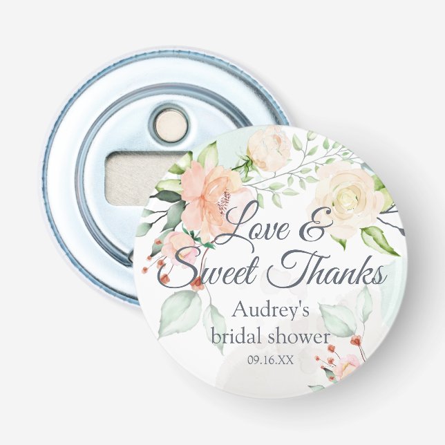 Décapsuleur Élégante aquarelle florale amour et doux remerciem (Devant)