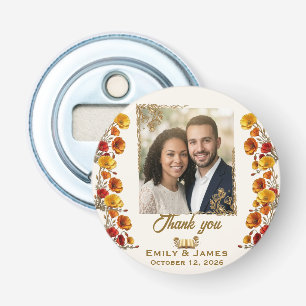 Décapsuleur Élégante Bouteille de Mariage Fleurie de Pavot de 