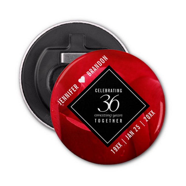 Décapsuleur Élégante célébration du 36e anniversaire du Mariag (Devant)