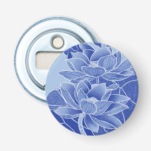 Décapsuleur Elégante Chinoiserie Fleurs Bleues Lotus Mandala