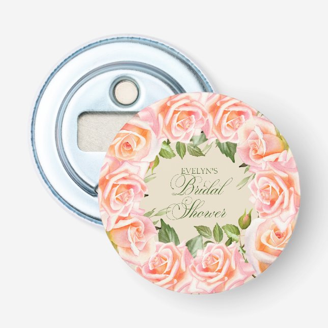 Décapsuleur Elégante Fête des mariées Rose aquarelle (Devant)