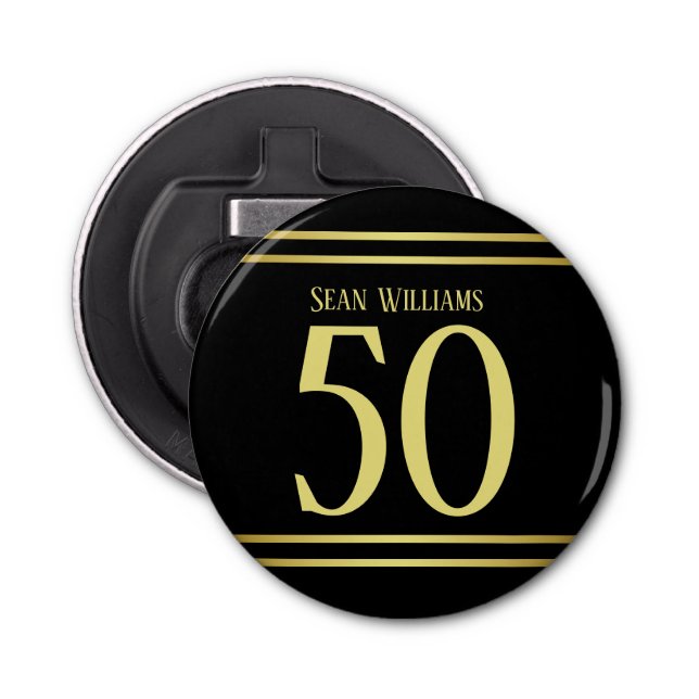 Décapsuleur Elégante Masculine Or & Noir Anniversaire (Devant)