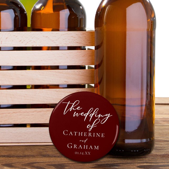 Décapsuleur Élégante typographie bourguignonne Mariage du soir (Créateur téléchargé)