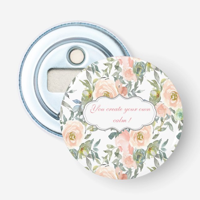 Décapsuleur Élégantes Roses Chic, Message Motivationnel  (Devant)