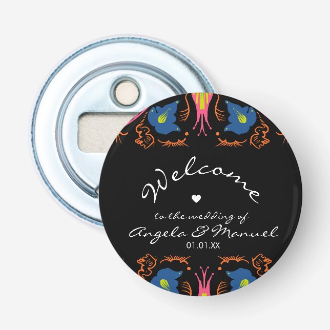 Décapsuleur Élément Floral Noir de Mariage d'Éléphant Indien   (Devant)