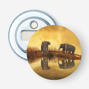 Décapsuleur Eléphants asiatiques en Thaïlande sous un coucher