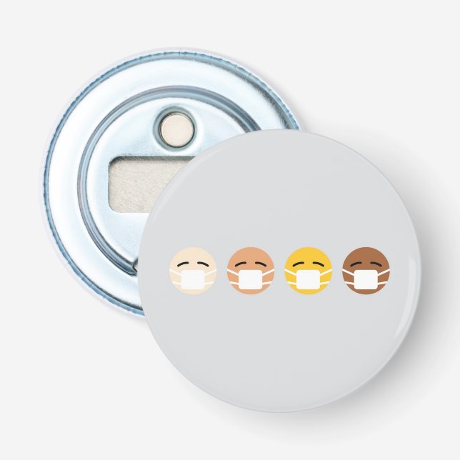 Décapsuleur Emoji Masqué Visages Masque Haut COVID (Devant)