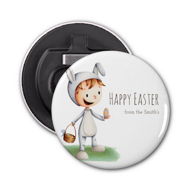 Décapsuleur Enfant mignon en costume lapin de Pâques Joyeux Pâ (Devant)