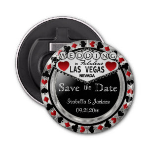 Décapsuleur Enregistrer la date Las Vegas Style - Argent & Rou
