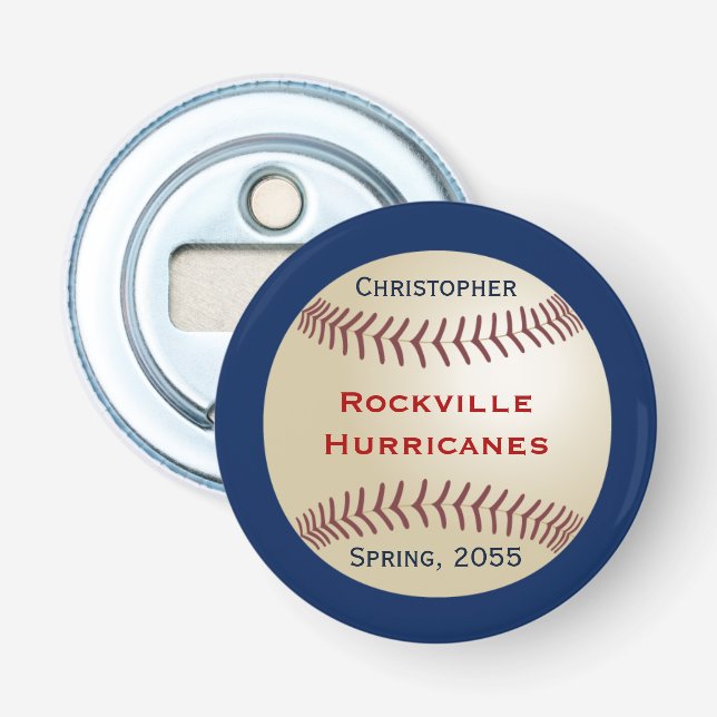Décapsuleur Équipe de baseball, bouton personnalisé Accessoire (Devant)
