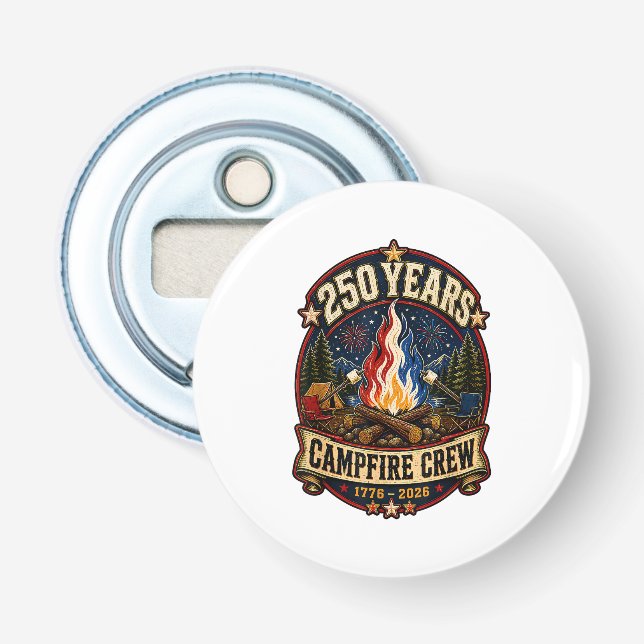 Décapsuleur Équipe de feu de camp 250 ans 1776 2026 250e 4 jui (Devant)