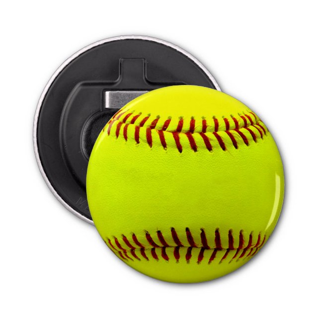 Décapsuleur Équipe du softball jaune personnalisable (Devant)