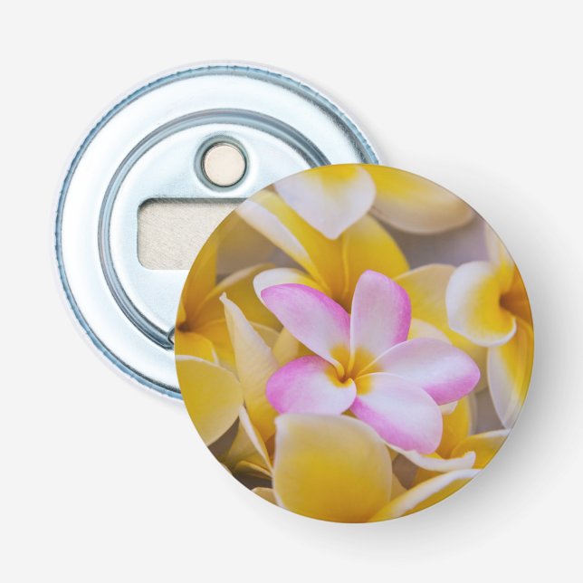 Décapsuleur États-Unis, Hawaï, Oahu, Fleurs de plumeria en fle (Devant)