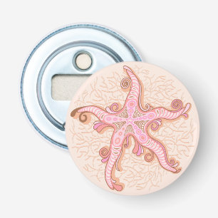 Décapsuleur Étoiles de mer et motif pastel rose corail