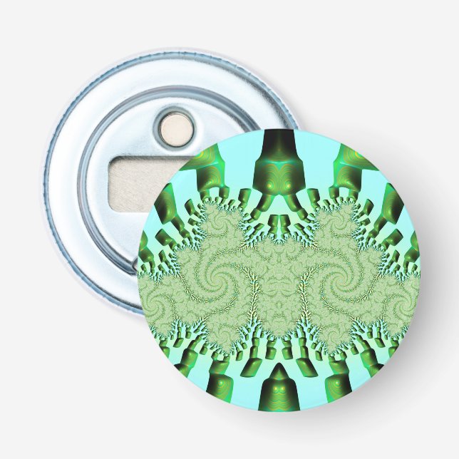 Décapsuleur ÉTRANGE ! Nuances de vert et d'aqua 3D Fractale ~ (Devant)