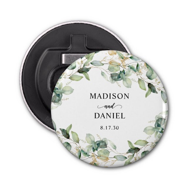 Décapsuleur Eucalyptus Gold Watercolor Mariage (Devant)