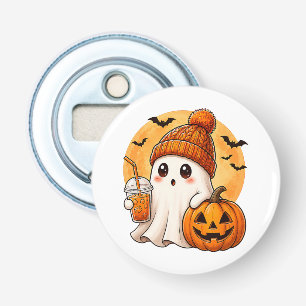 Décapsuleur Fantôme buvant un café glacé avec Halloween citrou