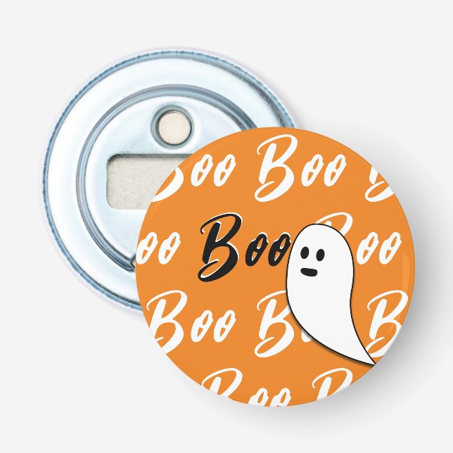 Décapsuleur Fantôme Halloween noir blanc orange boo (Devant)