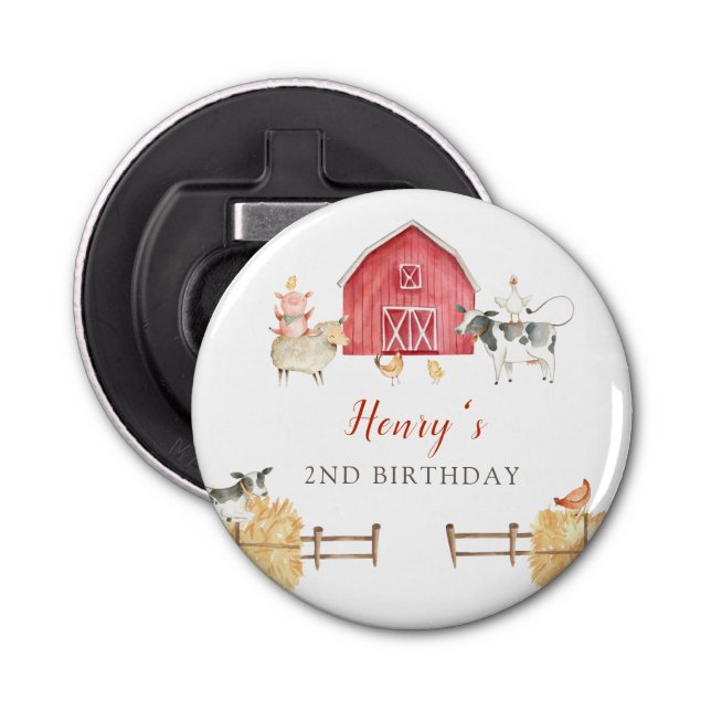 Décapsuleur Farm Animals & Red Barn Button Bottle Opener (Devant)