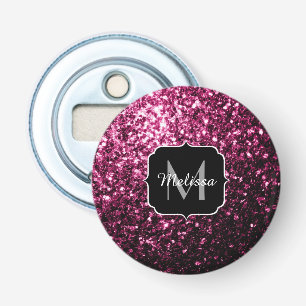 Décapsuleur Faux brillant à paillettes rose foncé Monogramme