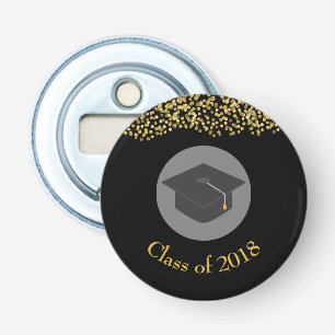Décapsuleur Faux Gold Confetti & Graduation Cap Classe de 20xx