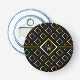 Décapsuleur FAUX Gold Geometric Pattern with Monogram on BLACK