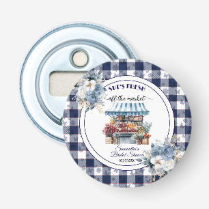 Décapsuleur Faveur de douche nuptiale à carreaux bleus floraux