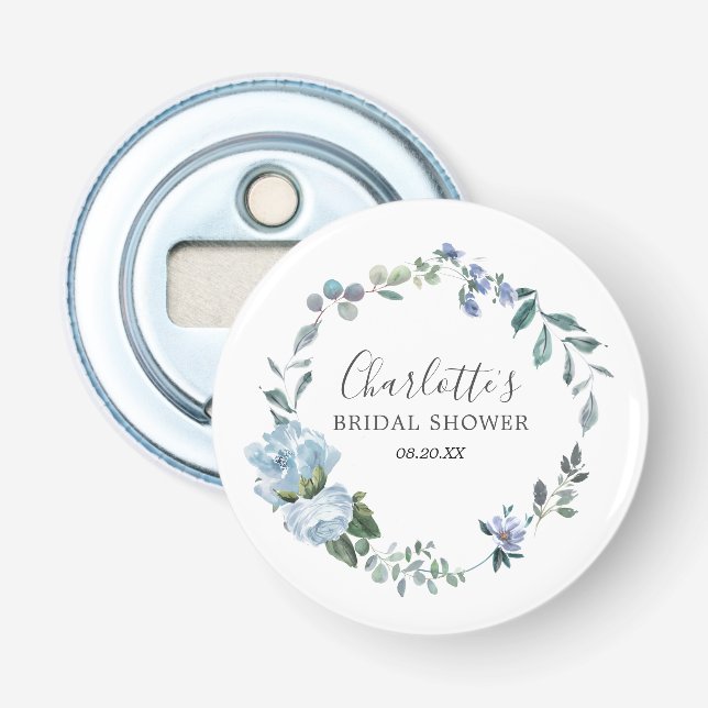Décapsuleur Faveur de mariage poussiéreux bleu floral (Devant)