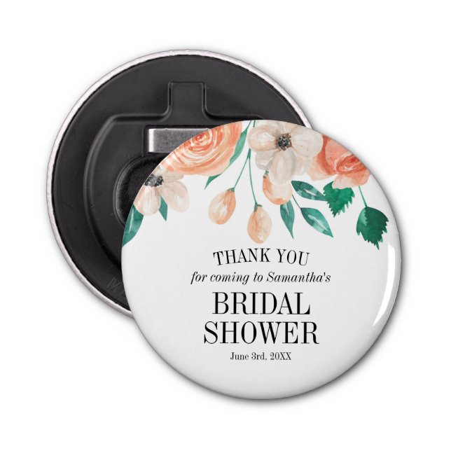 Décapsuleur Faveurs personnalisées Élégant floral de pêche pou (Devant)