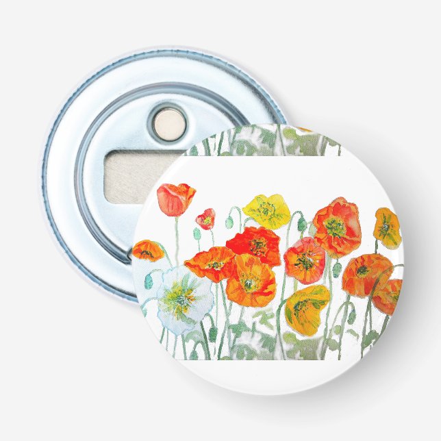 Décapsuleur Favori de mariage au pavot orange Fleur Florale (Devant)