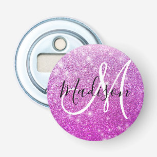 Décapsuleur Féminin & Glamour Monogramme Nom Paillettes Violet
