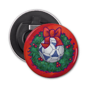 Décapsuleur Festive Futbal en couronne rouge