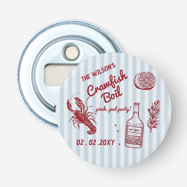 Décapsuleur Fête de fruits de mer d'été aux écrevisses dessiné (Devant)