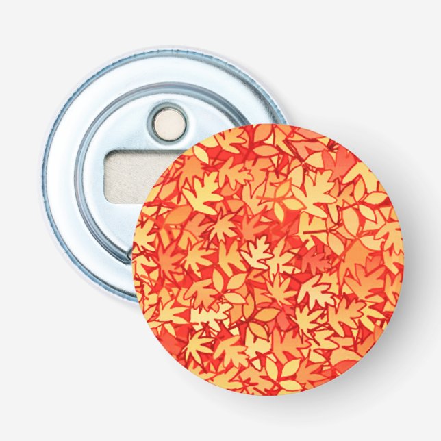 Décapsuleur Feuilles d'automne, orange et or (Devant)
