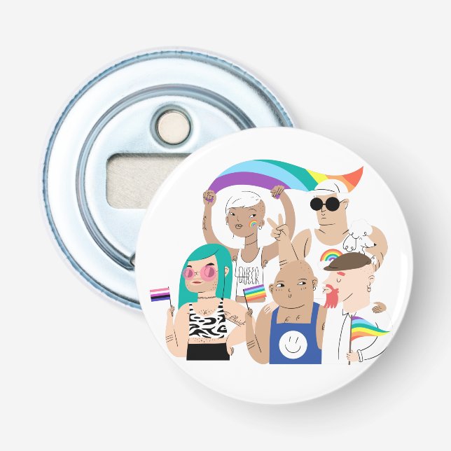 Décapsuleur Fierté LGBT+. Amour GAI. Drapeau arc-en-ciel.      (Devant)