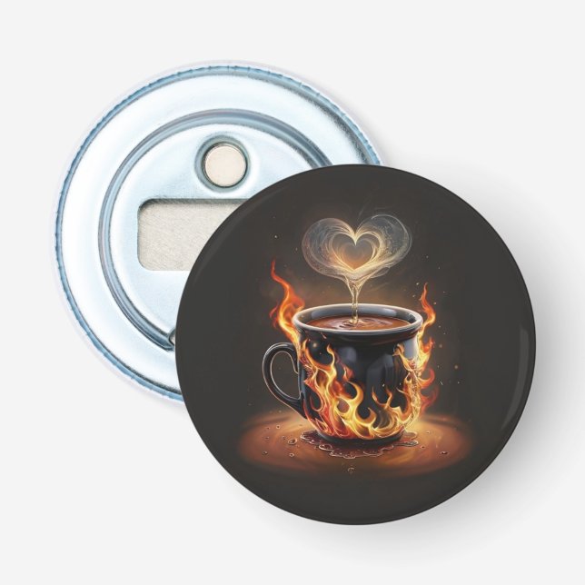 Décapsuleur Fiery Christmas Coffee Cup avec Heart Steam Art (Devant)