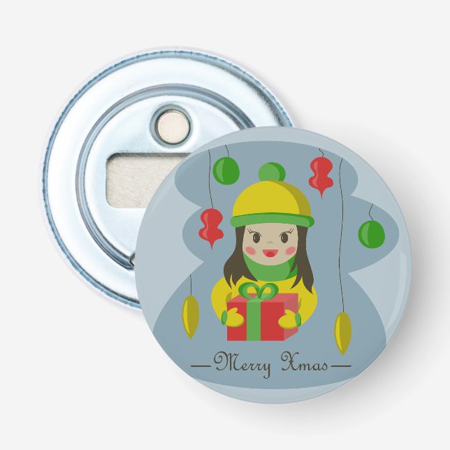 Décapsuleur Fille avec boîte cadeau de Noël (Devant)