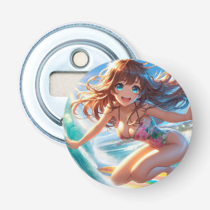 Décapsuleur Fille de surfeur anime tropicale/côtière/nautique