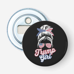Décapsuleur Fille Trump Chignon Décoiffé Vintage Drapeau Améri