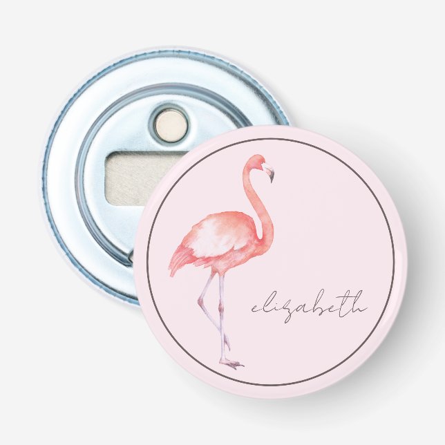 Décapsuleur Flamant Rose Aquarelle Personnalisé (Devant)