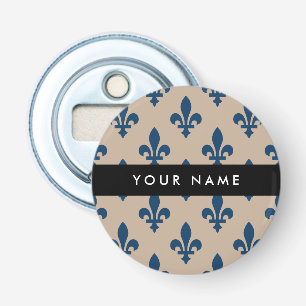 Décapsuleur Fleur de Lis, Bleu Marine sur Beige, Royal, Votre 
