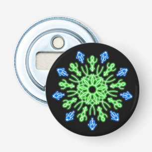Décapsuleur Fleur de néon vert et bleu