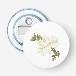 Décapsuleur Fleur et feuillage blancs simplistes