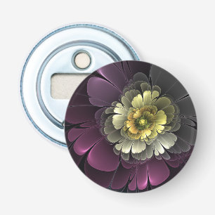 Décapsuleur Fleur fractale grise de pourpre moderne abstraite